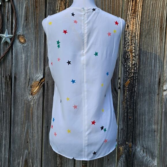 Equipment Lyle Silk Top White Star Print Sleeveless Blouse Size S Multicolor - Picture 3 of 9